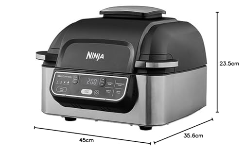 Ninja Foodi Grill & Airfryer, 5,7L Heißluftfritteuse, Air Fryer, spülmaschinenfeste Teile, 5-in-1, Schwarz/Silber AG301EU