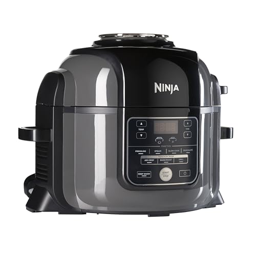 Ninja OP300EU Foodi Multikocher Schnellkochtopf und Heißluftfritteuse, Tender-Crisp Technologie Multi-Cooker, 1460, Edelstahl, 6 liters, Schwarz und Grau