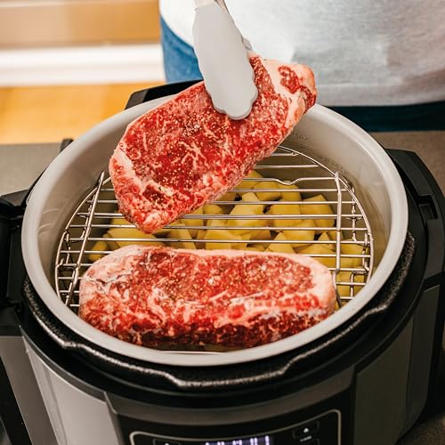Ninja OP300EU Foodi Multikocher Schnellkochtopf und Heißluftfritteuse, Tender-Crisp Technologie Multi-Cooker, 1460, Edelstahl, 6 liters, Schwarz und Grau