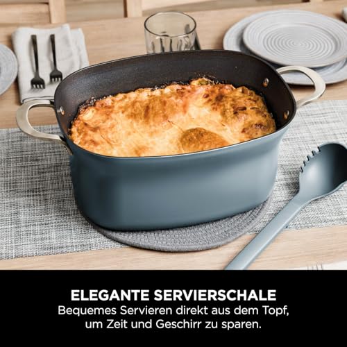 Ninja Foodi PossibleCooker (8 l), 8-in-1 Digitaler Multikocher & Schongarer mit Topf, Dampfeinsatz, Löffel & Glasdeckel, Slow Cooker, Dämpfen, Anbraten, Backen, 8 Portionen, Meersalzgrau, MC1001EU