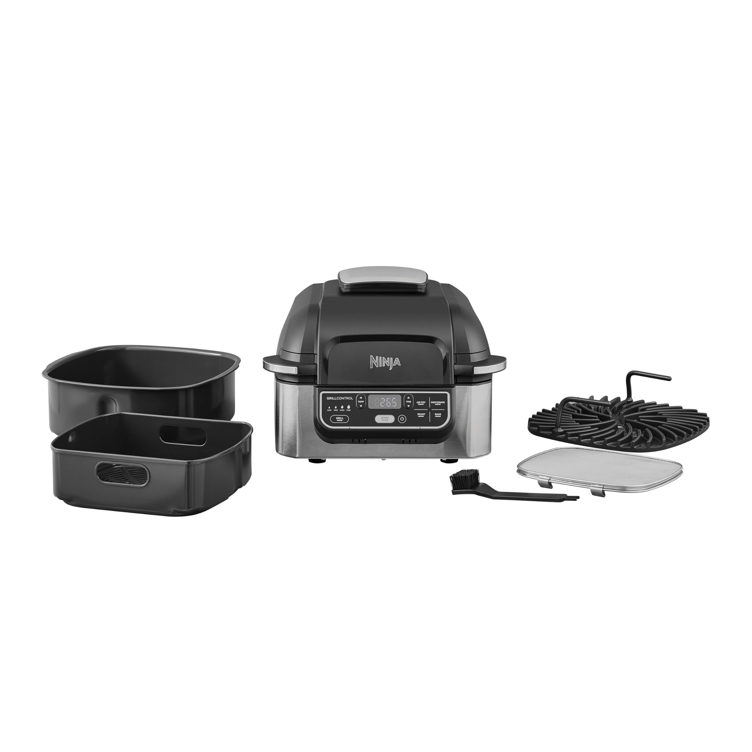 Ninja Foodi Grill & Airfryer, 5,7L Heißluftfritteuse, Air Fryer, spülmaschinenfeste Teile, 5-in-1, Schwarz/Silber AG301EU