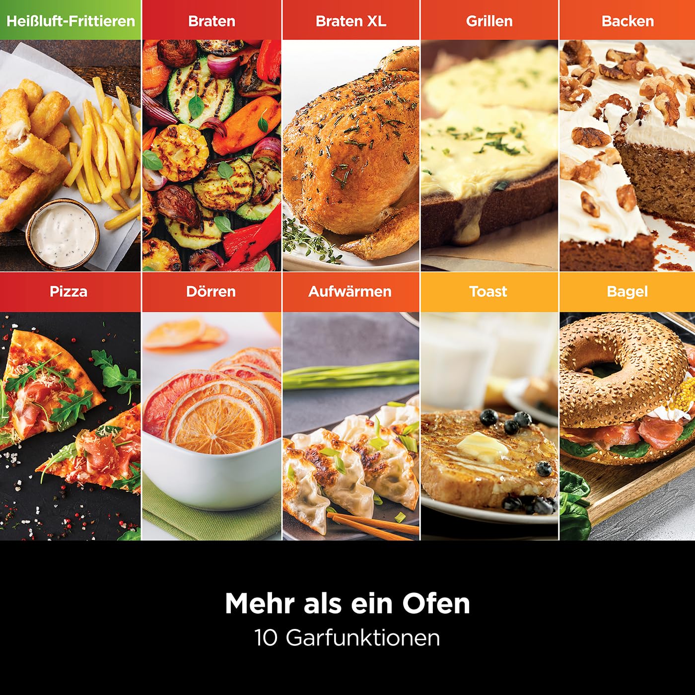 Ninja Foodi 10-in-1 Multifunktions-Ofen, tragbarer Mini-Ofen für Arbeitsflächen, Mehrzweck-Ofen mit 10 Kochfunktionen; Air Fry, Rösten, Grillen, Backen und mehr, Silber/Schwarz DT200EU