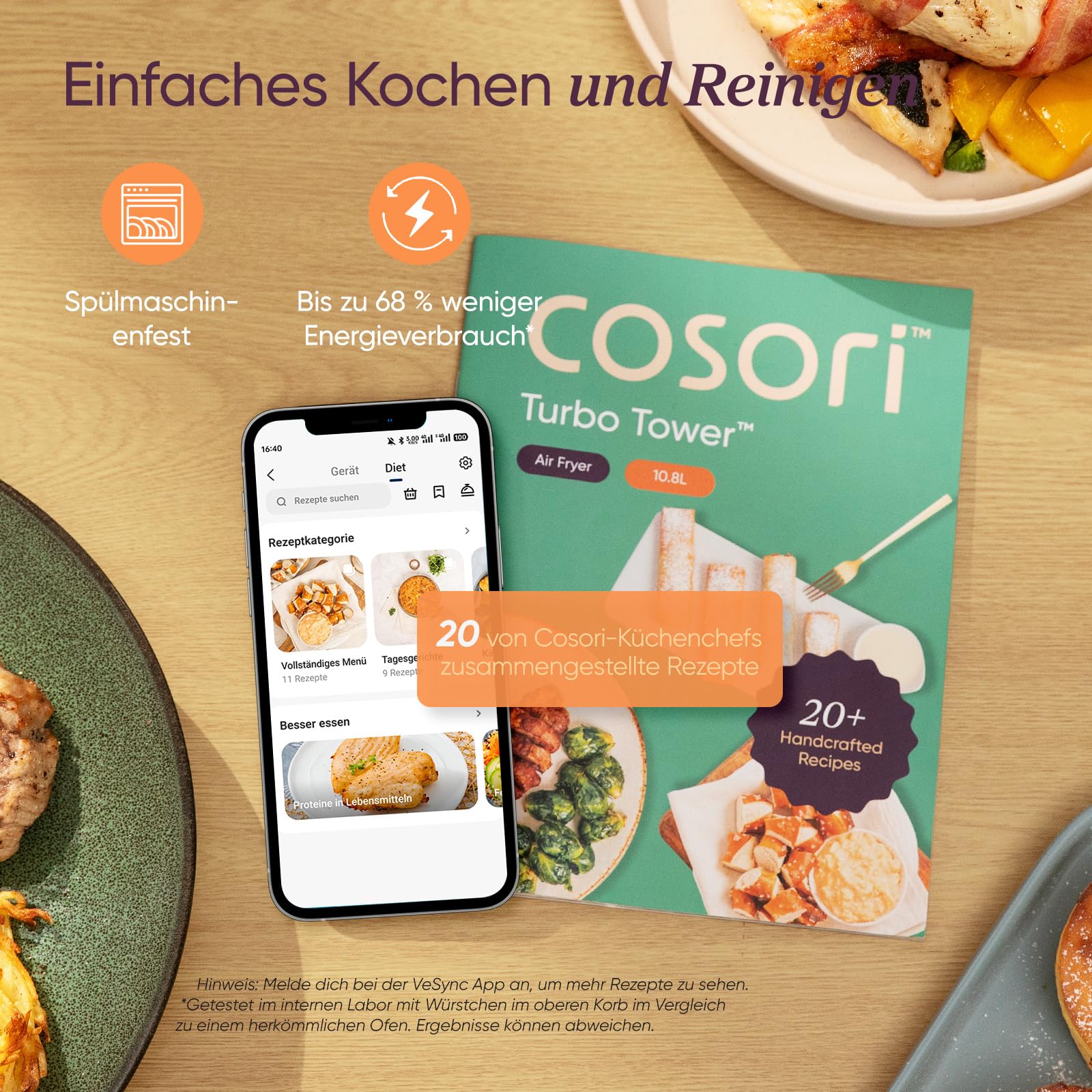 COSORI Turbo Tower Airfryer, 10,8 L Heißluftfritteuse 2 Kammern übereinander, Neue Generation Technologie, Turbo-Luftstrom für knusprige Ergebnisse, inkl. Rezeptheft & Grillrost