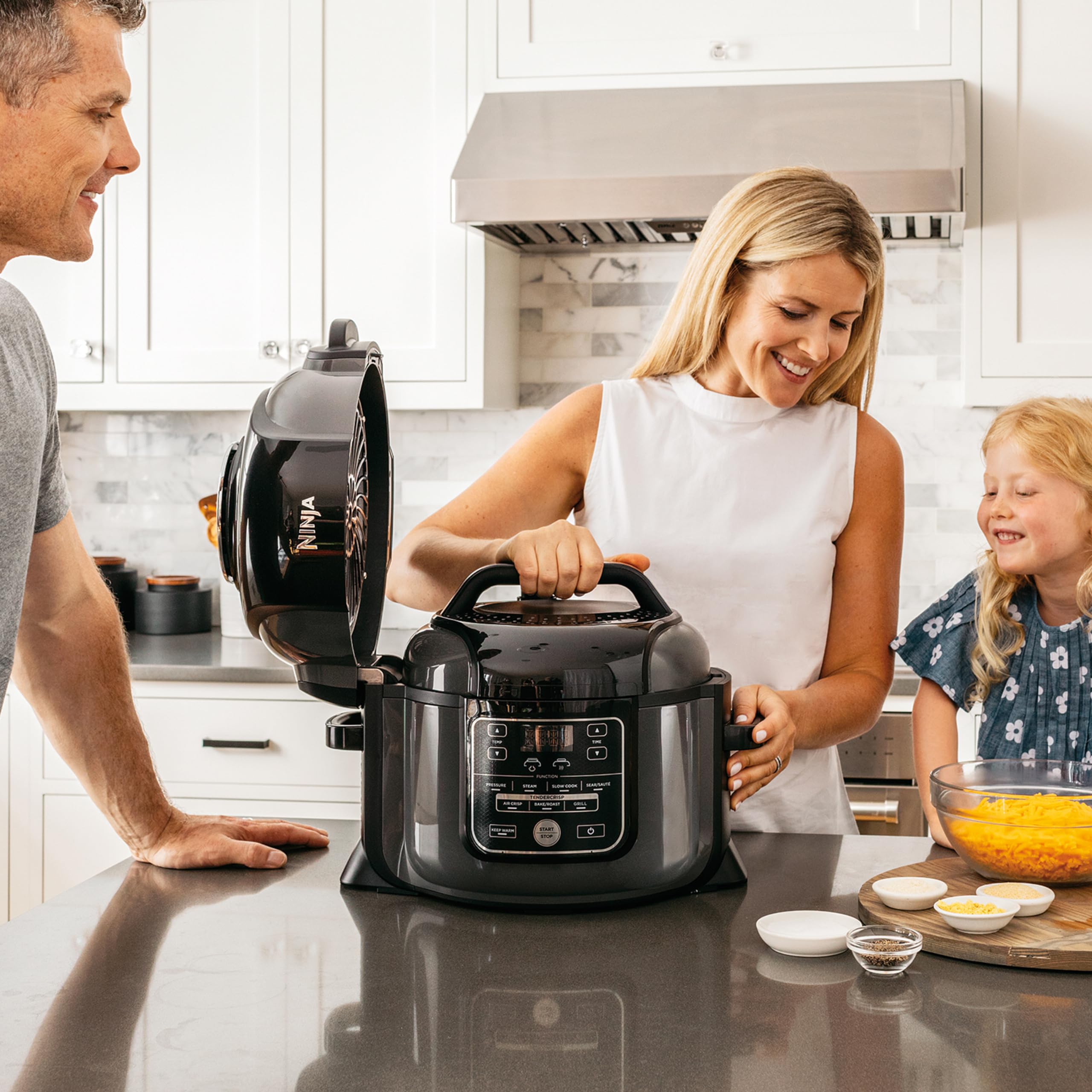Ninja OP300EU Foodi Multikocher Schnellkochtopf und Heißluftfritteuse, Tender-Crisp Technologie Multi-Cooker, 1460, Edelstahl, 6 liters, Schwarz und Grau