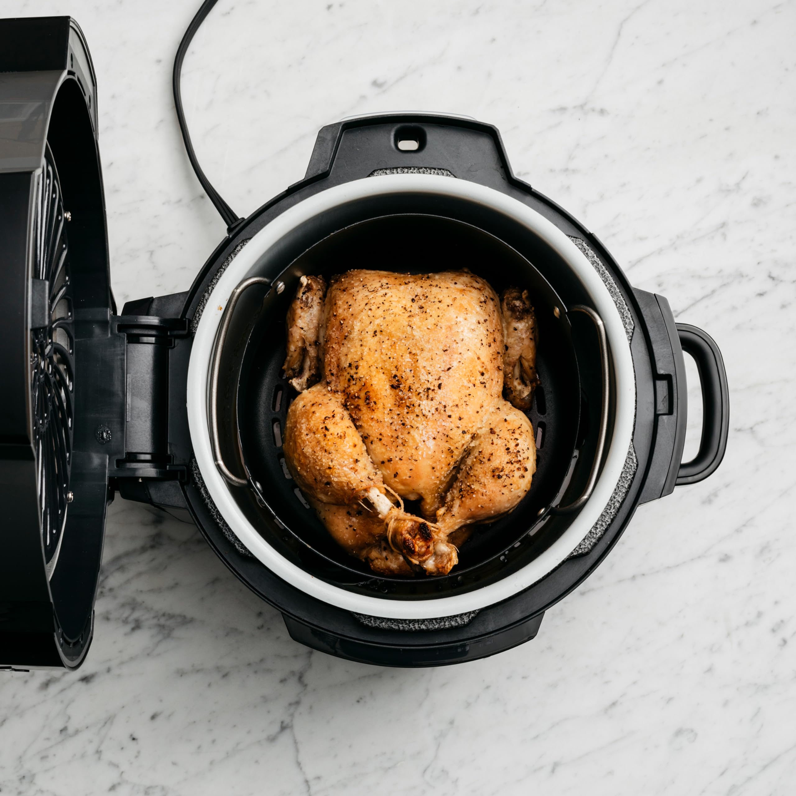 Ninja OP300EU Foodi Multikocher Schnellkochtopf und Heißluftfritteuse, Tender-Crisp Technologie Multi-Cooker, 1460, Edelstahl, 6 liters, Schwarz und Grau